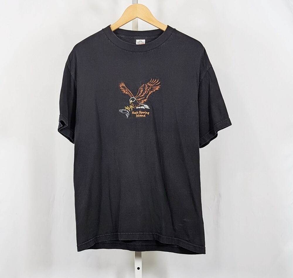 Vintage 90s Shirt Black Salt Spring Island British Columbia Canada Men's Size L